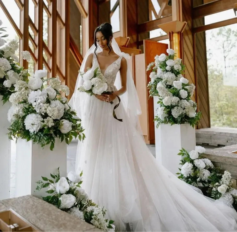 Model wearing a bridal dress