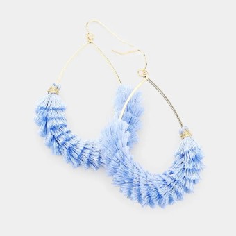 Crown Jewel Style #Blue Teardrop Tassel Earrings #0 thumbnail