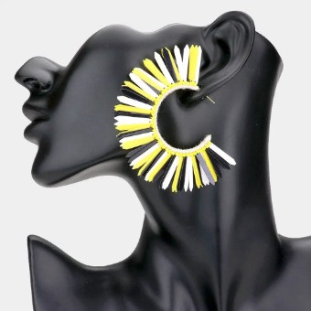Crown Jewel Style #Bohemian Fringe Hoop (Black/ Yellow) #0 thumbnail