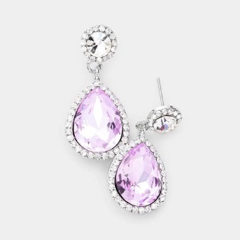 Crown Jewel Style #Clear Halo Drop Earring Lavender #0 thumbnail