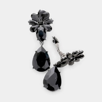 Crown Jewel Style #Clustered Drop Clip on Jet #0 thumbnail