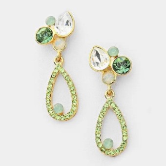 Crown Jewel Style #Crystal Bubble Hoop Earrings (Peridot/opal/Clear) #0 thumbnail