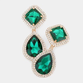 Crown Jewel Style #Cushion Drop Clip On (Emerald) #0 thumbnail