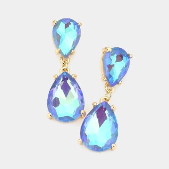 Crown Jewel Style #Double Teardrop Link Dangle (Blue AB) #0 thumbnail