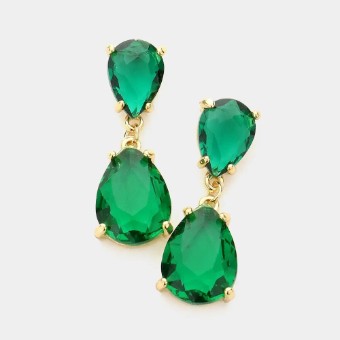 Crown Jewel Style #Double Teardrop Link Dangle (Emerald) #0 thumbnail