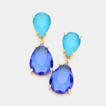 Crown Jewel Style #Double Teardrop Link Dangle (Sapphire/Aqua) #0 thumbnail