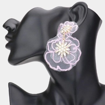Crown Jewel Style #Embellished Mesh Flower (Lavender) #0 thumbnail