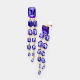 Crown Jewel Style #Emerald Cut Dangle Clip on Royal #0 thumbnail