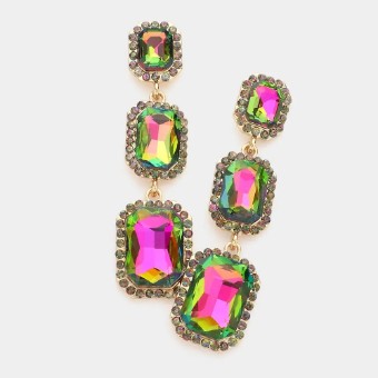 Crown Jewel Style #Emerald Cut Stone Link Dangle (Vitrail) #0 thumbnail