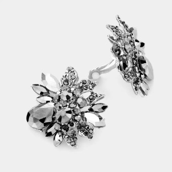 Crown Jewel Style #Floral CLIP ON ( Hematite) #0 thumbnail