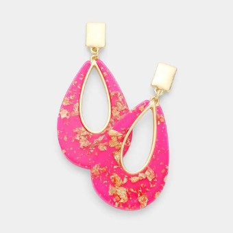 Crown Jewel Style #Gold Foil Teardrop Dangle Earrings #0 thumbnail