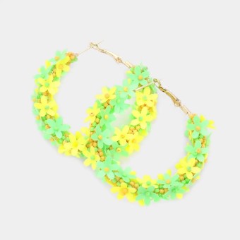 Crown Jewel Style #Lemon/Lime Flower Hoop Earrings #0 thumbnail
