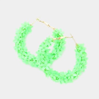 Crown Jewel Style #Lime Flower Hoop Earrings #0 thumbnail