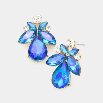 Crown Jewel Style #Marquise Floral Pear Stud (Blue AB) #0 thumbnail