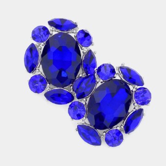 Crown Jewel Style #Multi Stone Cluster Oval Stud (Royal) #0 thumbnail