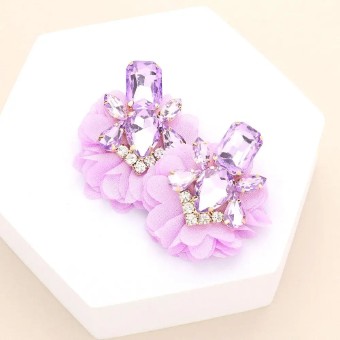 Crown Jewel Style #Multi Stone Embellished Fabric Cluster (Lavender) #0 thumbnail