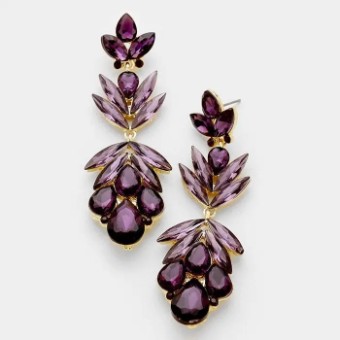 Crown Jewel Style #Navette Pear Drop Earring Purple #0 thumbnail