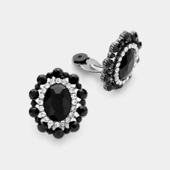 Crown Jewel Style #Oval Accented Clip On (Jet) #0 thumbnail