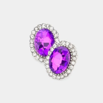 Crown Jewel Style #Oval Halo Stud (Purple) #0 thumbnail