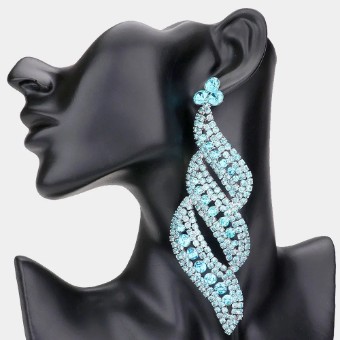 Crown Jewel Style #Oversized Pave Crystal Rhinestone Earring (Aqua) #0 thumbnail