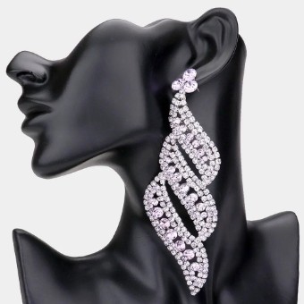Crown Jewel Style #Oversized Pave Crystal Rhinestone Earring (Lavender) #0 thumbnail