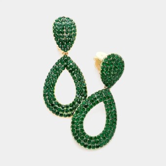 Crown Jewel Style #Pave Open Drop Clip On (Emerald) #0 thumbnail