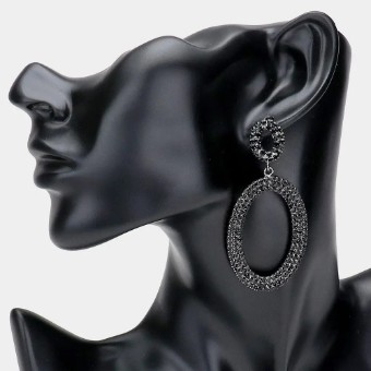 Crown Jewel Style #Pave Oval Hoop Jet #0 thumbnail