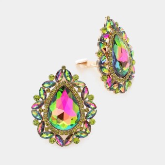 Crown Jewel Style #Pear Navette Halo CLIP ON ( Vitrail) #0 thumbnail