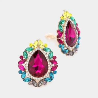 Crown Jewel Style #Pear Navette Halo CLIP ON (MULTI) #0 thumbnail
