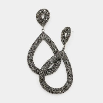 Crown Jewel Style #Pear Open Hoop Black Diamond #0 thumbnail