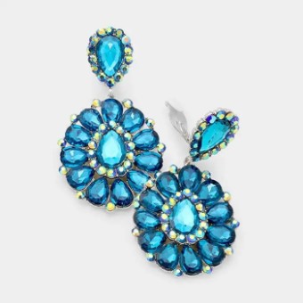 Crown Jewel Style #Pear Round Drop Clip On (Blue Zircon) #0 thumbnail