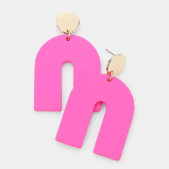 Crown Jewel Style #Pink Arch Dangle Earrings #0 thumbnail