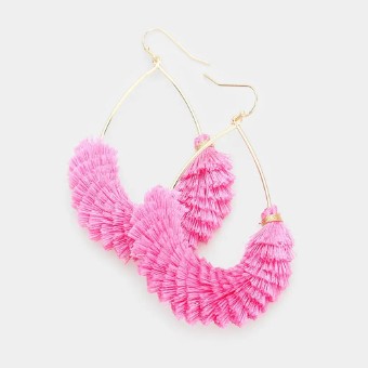 Crown Jewel Style #Pink Teardrop Tassel Earrings #0 thumbnail