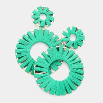 Crown Jewel Style #Raffia Wrapped Double Open Circle (Green) #0 thumbnail