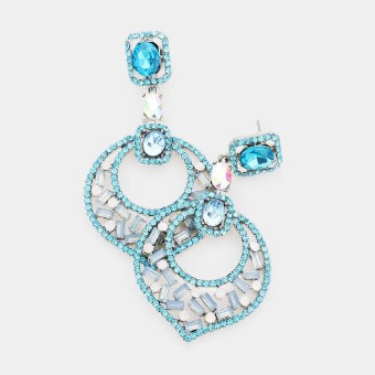 Crown Jewel Style #Rectangle Front Faced Hoop Aqua #0 thumbnail