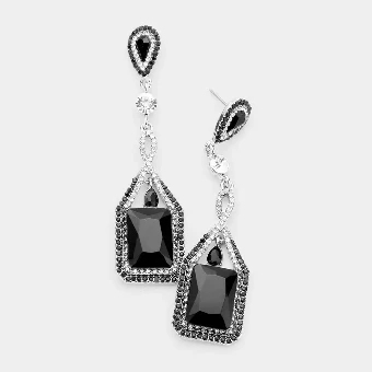 Crown Jewel Style #Rectangle Halo Drop Jet #0 thumbnail
