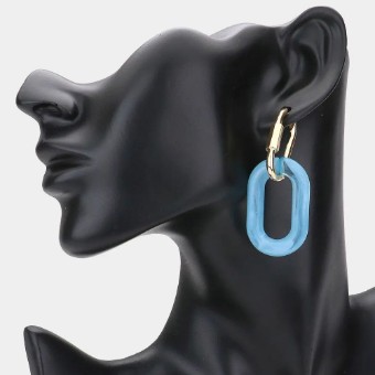 Crown Jewel Style #Resin Oval Blue Huggie #0 thumbnail