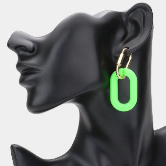 Crown Jewel Style #Resin Oval Lime Huggie #0 thumbnail