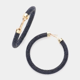 Crown Jewel Style #Rhinestone Pave Hoop (Navy) #0 thumbnail