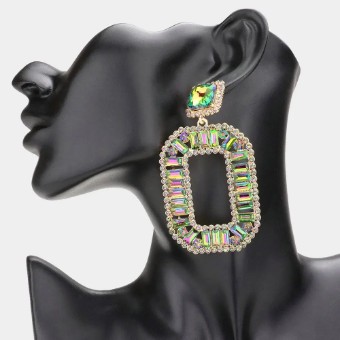 Crown Jewel Style #Round Rectangle Stone Cluster Open Octagon Dangle (Vitrial) #0 thumbnail