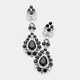 Crown Jewel Style #Round Stone Trimmed Teardrop Jet/Clear #0 thumbnail