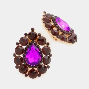 Crown Jewel Style #Round Trimmed Teardrop Clip On (Purple) #0 thumbnail