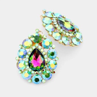 Crown Jewel Style #Round Trimmed Teardrop Clip On (Vitrail) #0 thumbnail