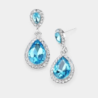 Crown Jewel Style #Small Pave Halo Drop Aqua #0 thumbnail