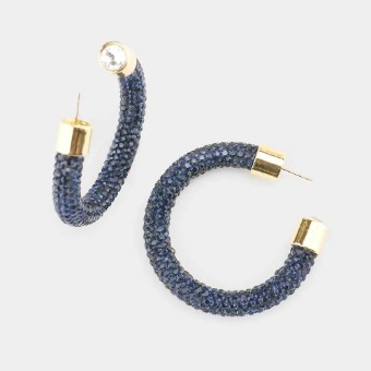 Crown Jewel Style #Small Rhinestone Pave Hoop (Navy) #0 thumbnail