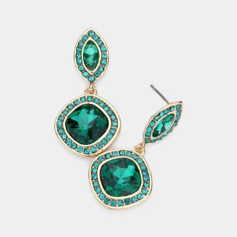 Crown Jewel Style #Square Stone Dangle Emerald #0 thumbnail