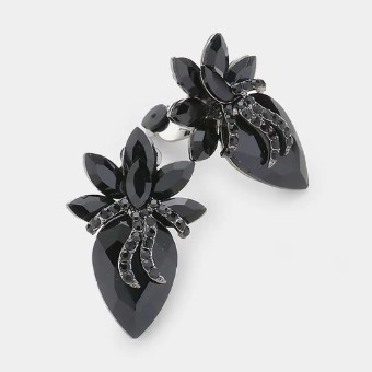 Crown Jewel Style #Teardrop Accented Clip On (Jet) #0 thumbnail
