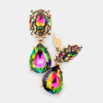 Crown Jewel Style #Teardrop Cluster CLIP ON (Vitrail) #0 thumbnail