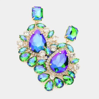 Crown Jewel Style #Teardrop Stone Accented Dangle Green AB) #0 thumbnail