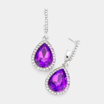 Crown Jewel Style #Trimmed Teardrop Stone Dangle (Purple/Clear) #0 thumbnail